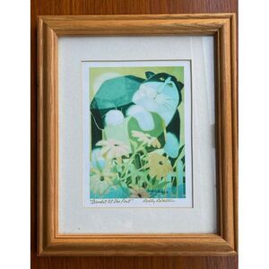 Acrylic Signed Print Dorothy DeMatteis  Fat Cat In Flowers